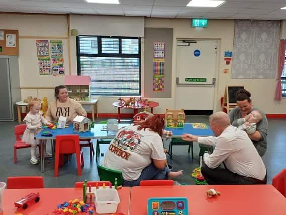 Northern Ireland Commissioner for Children and Young People, Chris Quinn, meets parents and children at Home-Start Newry and Mourne.