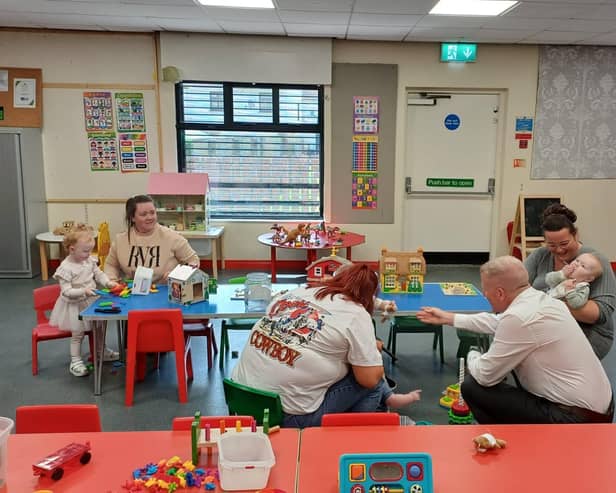 Northern Ireland Commissioner for Children and Young People, Chris Quinn, meets parents and children at Home-Start Newry and Mourne.