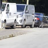 The scene of the attempted murder in Crossmaglen when a man was taken to hospital after being shot in the arm and neck