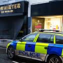 Police at McWhirters Jewellers in Newry on Wednesday