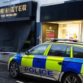 Police at McWhirters Jewellers in Newry on Wednesday