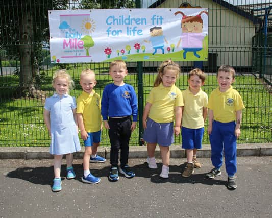Children from Ashgrove Nursery School putting their best food forward to start The Daily Mile.