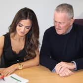 Newry and Armagh MLA Aoife Finnegan signs her nomination papers along with recently elected Seanad Éireann Seanadóir Conor Murphy.