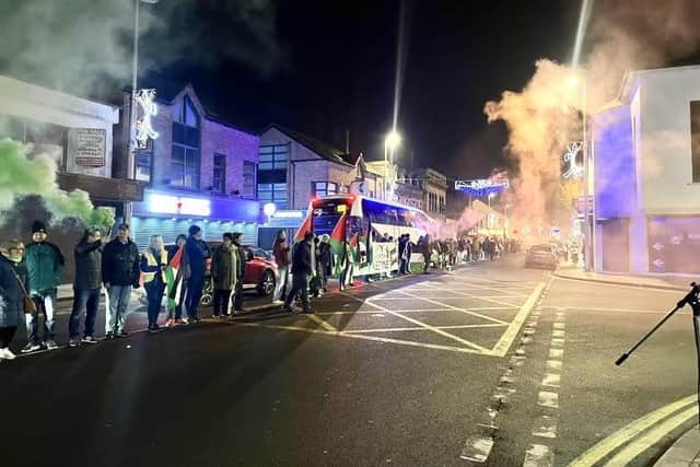 The white line protest which was held on Wednesday on Monaghan Street.
