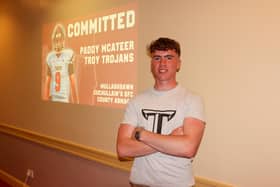Paddy McAteer commits to the Troy University Trojans. Pics: Pro Football Ireland