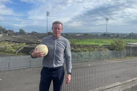 Justin McNulty MLA at Casement Park.