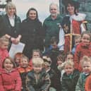 One of three classes from Seaview Nursery School which visited The Keep at Narrow Water Castle, pictured with warden James McEvoy and principal Miss Sheila McGinniss.