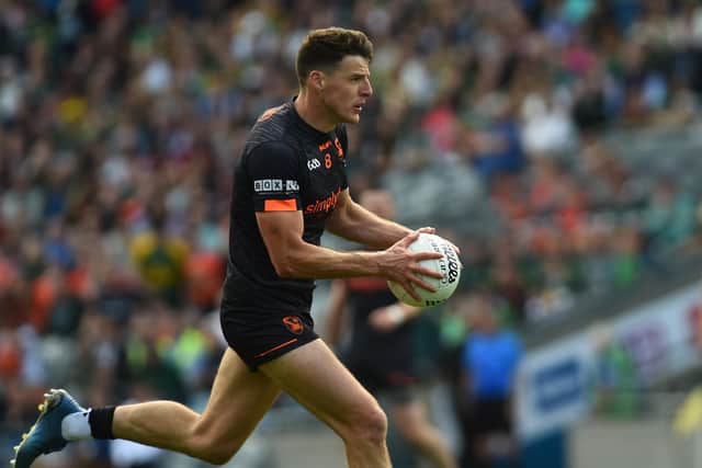 Armagh's Niall Grimley has his eye on target against Kerry in the All-Ireland Semi-final. Pics: John Merry
