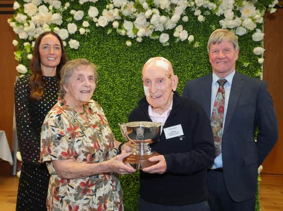 The President’s Trophy was awarded to Charlie Smyth from the Northern Ireland Amenity Council for his almost 40 years dedication and commitment to the Best Kept campaign. Pictured presenting the Award to Charlie is Doreen Muskett MBE, Chairman of the Northern Ireland Amenity Council with Anna McKelvey, Head of Marketing at George Best Belfast City Airport (left), and Best Kept Patron Joe Mahon (right).