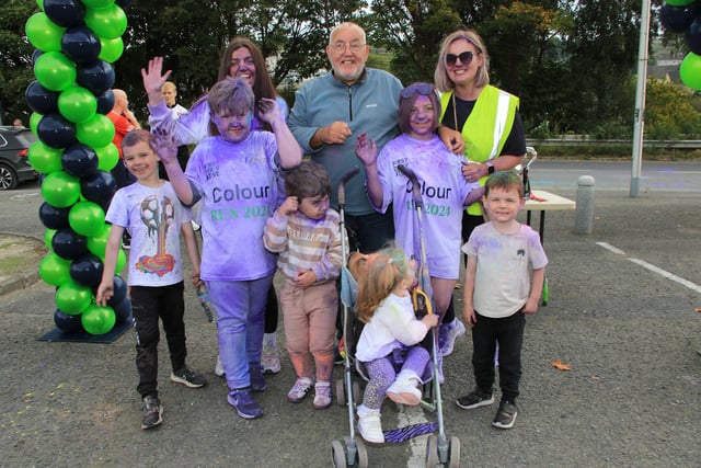 Harry Heatley and his family having so much fun at the Colour Run for Brian Conlon Foundation. INNR3945
