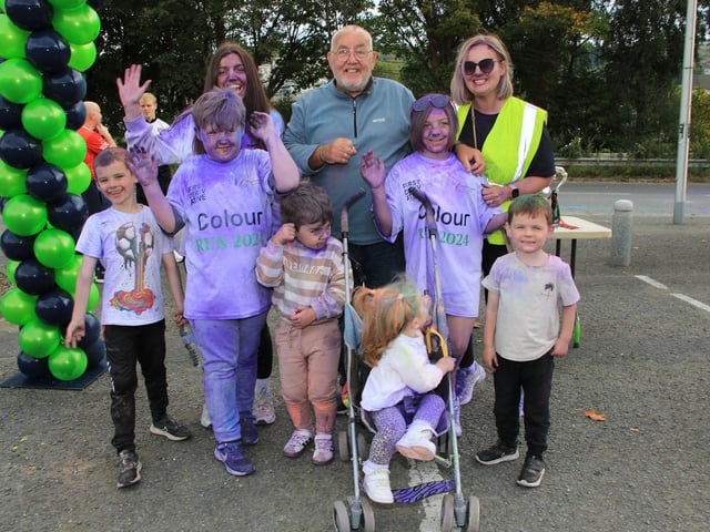 Harry Heatley and his family having so much fun at the Colour Run for Brian Conlon Foundation. INNR3945