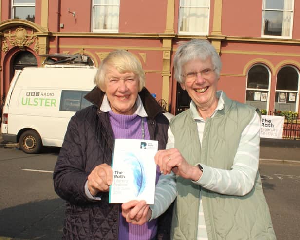 Margot Groves and Ada Elliott outside Chandler's House.