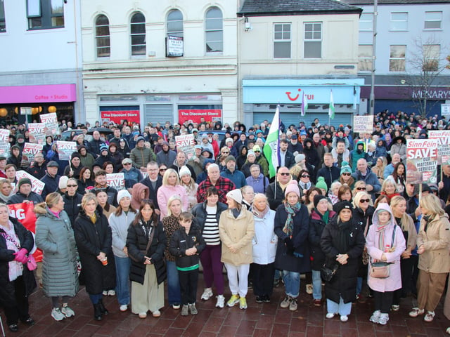 Huge Turnout for Rally to save Maternity Unit at Daisy Hill Hospital. All Nursing Staff from Maternity in front row. INNR4336