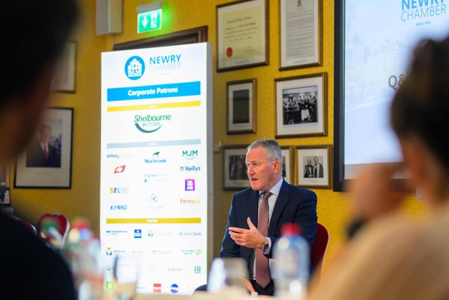 Conor Murphy MLA, Economy Minister addressing questions from guests at the event.