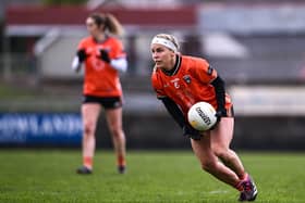 25 January 2025; Lauren McConville of Armagh during the Lidl Ladies National Football League Division 1 match between Kerry and Armagh at Austin Stack Park in Tralee, Kerry. Photo by Piaras Ó Mídheach/Sportsfile *** NO REPRODUCTION FEE ***