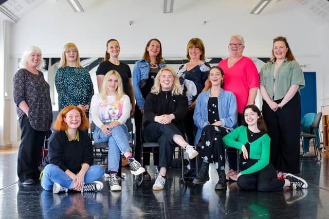 Cast and Production team from the Marian Hotel back l-r: : Director Patricia Byrne, Writer Caitriona Cunningham, Stage Manager Susie Garvey Williams, Dramaturg Emily De Dakis, Cast members: Maeve Connelly, Maureen Wilkinson and Una Morrison. Front l-r: Sorcha Shanahan, Roma Harvey, Aoibh Johnson, Shannon Wilkinson and Rachel Harvey.
