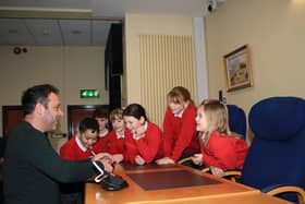 Great excitement in the Council offices as members of Bessbrook PS's school council were hosted by Council Chairperson Cllr Pete Byrne.