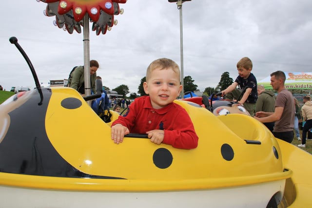 Andrew Megaw having a great time on the merry go round at Newry Show. INNR2633
