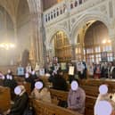 The protest takes place during Mass in St Patrick's Cathedral in Armagh.