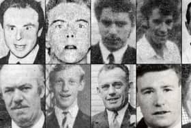The Kingsmills Massacre victims, from top left: John Bryans (50), Robert Chambers (18), Reggie Chapman (38), Walter Chapman (29), Robert Freeburn (46).From bottom left, Joseph Lemmon (49), John McConnville (20), James McWhirter (63), Robert Walker (46), Kennth Worton (24). Montage: Kenny Donaldson/SEFF