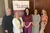 Stephen McClelland, Newry & Mourne Enterprise Agency, Eileen Murphy, CEO, Niamh O Maolain, Chair of Women’s Aid Armagh Down Board, Gemma Gamble Terex Corporation and Deborah Loughran, King Communication, MC for the event.
