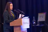 Speaking at the NMD Policing and Community Safety Partnership (PCSP) Youth Safety & Wellbeing Conference is Grace Grimley from The Crisis Café, Newry Youth Leadership Team.