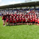 The Down senior ladies footballers celebrate winning the Ulster Intermediate final after a single point win over Monaghan at Clones last season.