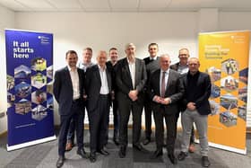 Minister John O'Dowd and Minister Conor Murphy are pictured with representatives of Mobile UK, Vodafone, Virgin Media 02, Three UK, BT and Cornerstone and Mobile Infrastructure Forum.