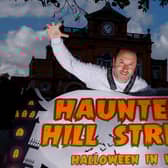 Newry Mourne and Down District Council Chairperson, Councillor Pete Byrne outside Newry Town Hall for launch of the Newry City Halloween celebrations.