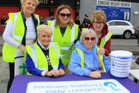 Organiser of the 34th Towpath Walk,  Deborah Kennedy with Geraldine Lambe, Siobhan McArdle SAH, Marian Quinn and Shiela McGivern who checked all the walkers in. INNR1729