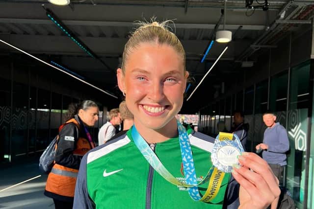 Kate O'Connor with her silver Commonwealth medal.
