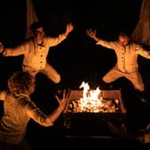 Acrobats from circus company, Nikki & JD and Lost Dog, who will perform at the outdoor fire show, ‘Fireside Stories’ this March in Newry, Downpatrick and Newcastle.