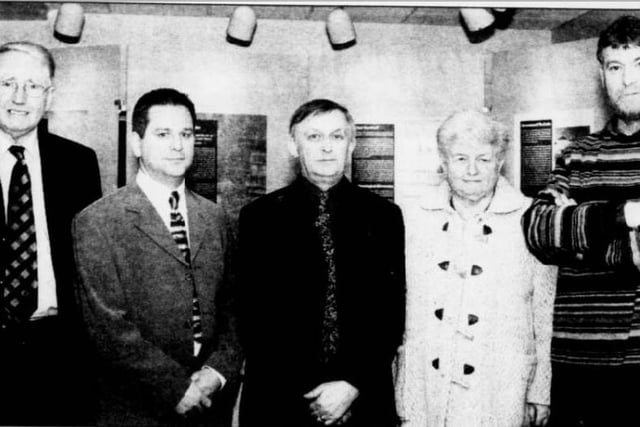Pictured at the Robert Emmett commemorations in the Sean Hollywood Arts Centre are, from left, Mayor of Newry and Mourne, Cllr Frank Feely, Declan Carroll (Education Officer), Nicholas Carolan (RTE TV presenter), Mrs Maire O'Donnell (Chairperson, Newry & Mourne Museum Committee) and Barry Gleeson (musician).