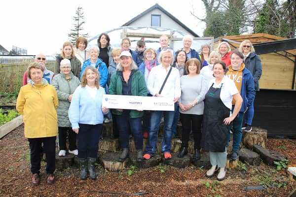 Crotlieve District Electoral Area Officer, Nicola Whyte (front row, third from left) paid a visit to Green Spaces Community Growing project with Multiply Programme funding for a food, nutrition and recipe workshop by Mourne Food Adventures.