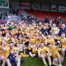Clonduff celebrate winning the 2026 Down Senior Football Championship Final. Pic: Down GAA