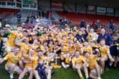 Clonduff celebrate winning the 2026 Down Senior Football Championship Final. Pic: Down GAA