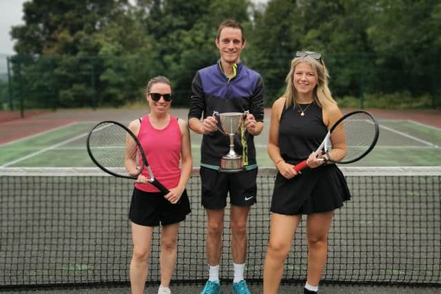 Ladies main final - Eleanor Flannigan and Morgane Wood with Neil Allen, on behalf of RTC.