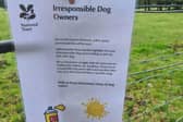 A sign at Derramore warns dog owners to pick up their pet's poo.