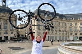 Elaine Cornett pictured in Bordeaux, ready to take on the challenge, beginning 4th April  2025.