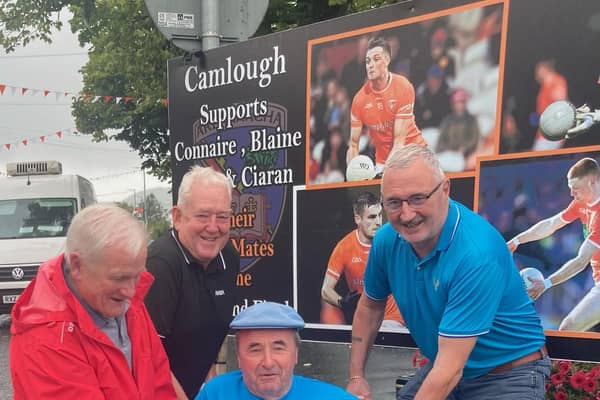 Getting by with a little help from his friends, Tommy Fegan, Bernard Cumiskey and Kevin McCann ready to support Pat McGinn in his Great North Run preparations.