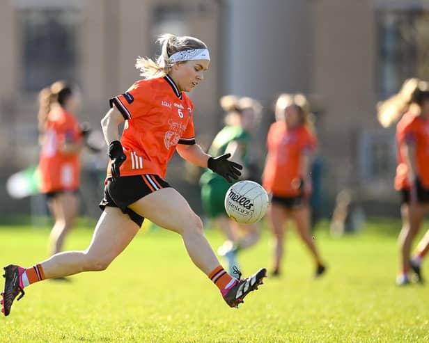 Lauren McConville of Armagh during the Lidl LGFA National League Division 1 Round 4 match between Meath and Armagh in 2024. Pic: Seb Daly/Sportsfile