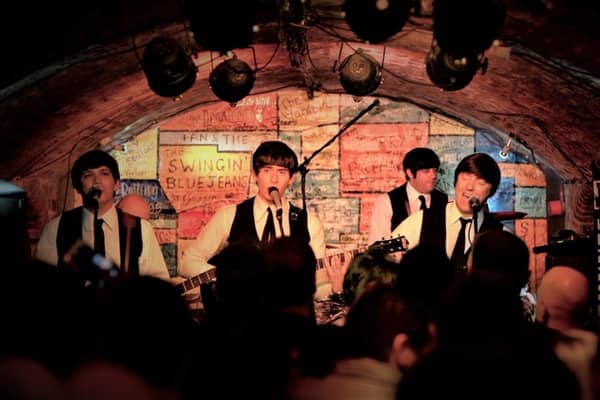 The Mersey Beatles, pictured here on stage at the famous Cavern Club, are on their way to Newry Town Hall.