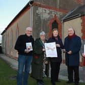 Bessbrook Development Company is once again hosting their annual Carols Together with the local churches and schools coming together. Bessbrook Methodist Church will be hosting the event this year and it will be held in Bessbrook Town Hall on Sunday 10th December commencing at 3.00pm in aid of KBRT The Kevin Bell Repatriation Trust. L-R Jack McNally, Gladys Thompson, Kathy Whiteside, Richard Black Chairman Bessbrook Development Company and Kathleen Moore Treasurer. INNR5002

