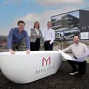 Pictured from (L-R) at the new site, set to open in Summer 2026, are Ronan Kelly, Managing Director of Kelly Brothers LLP; Grainne Fearon, Managing Director of MyLife; Colin Dalton, Director of CD Architects; and Andrew O’Brien, Founder of MyLife. Picture by  Kelvin Boyes  / PressEye