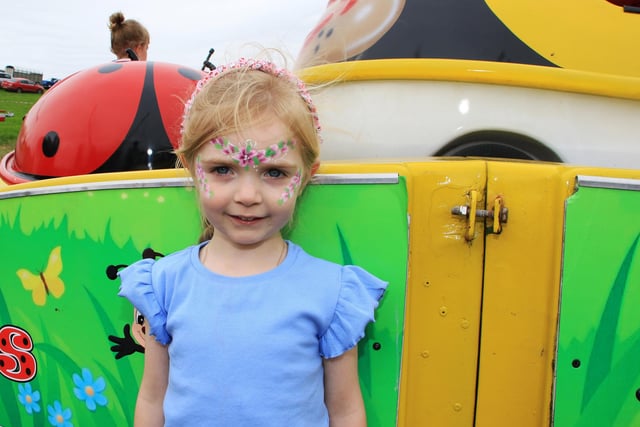 Riona McKeown and her fantastic face painting is about to get on the Ladybird merry go round at Newry Show. INNR2637
