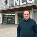 Cllr Aidan Mathers outside Newry Leisure Centre.