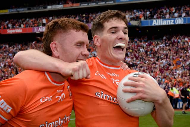 Wing backs Ross McQuillan and Jarly Og Burns have been in fantastic form recently for Armagh. Pic: Brendan Monaghan