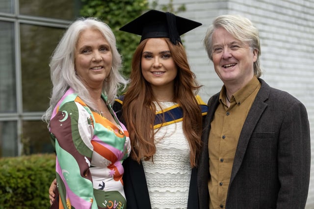 Shaughnessy Molloy from Newry with her parents Mary and David.