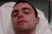 Sean Boyle takes a selfie from his bed during one of his many hospital stays due to his addiction problems. (Credit: Boyle family.)