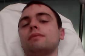 Sean Boyle takes a selfie from his bed during one of his many hospital stays due to his addiction problems. (Credit: Boyle family.)